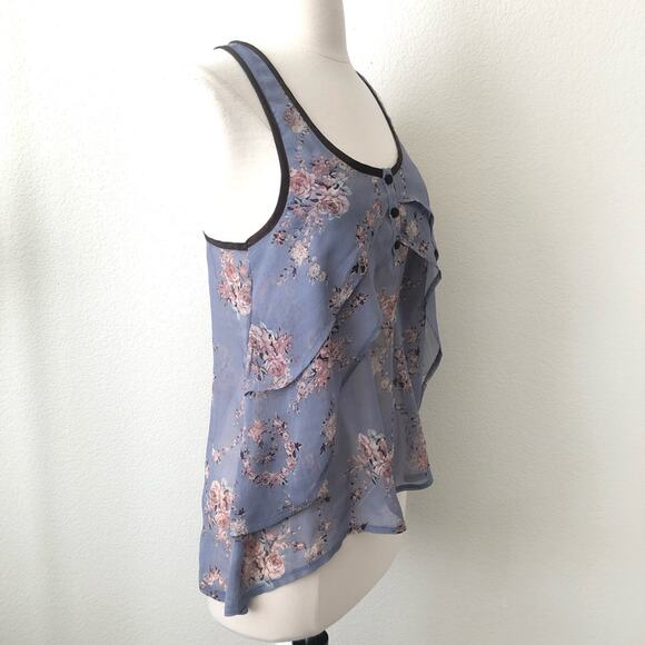 Mind Code blue layered floral racerback tank top - Picture 4 of 6